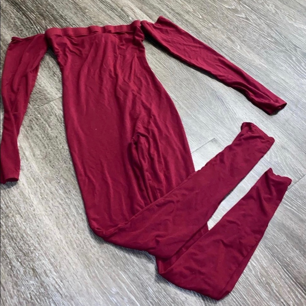 Cranberry jumpsuit W/ long sleeves